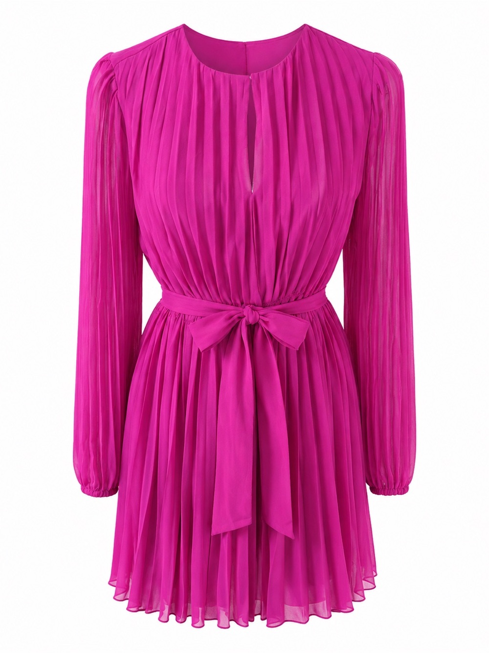 Sam Edelman Fuchsia Pleated Tie Waist Mini Dress Size 6